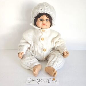 Vintage Baby Doll White Cable Knit Romper Lifelike‎ Reborn Nursery Grandmacore